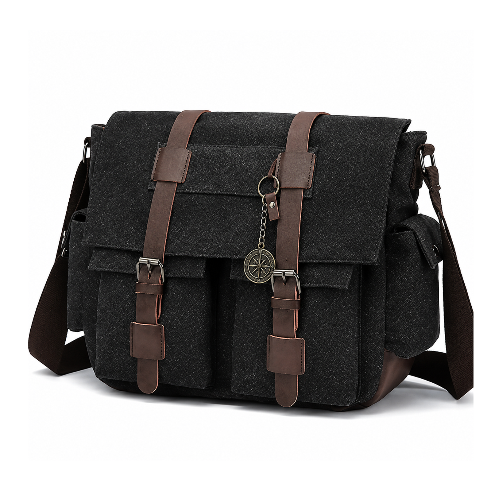 Maletín Portafolio 15.6" Impermeable – Bolso Vintage de Lona con Multicompartimentos y Gran Capacidad, Ideal para Trabajo, Viajes y Uso Diario