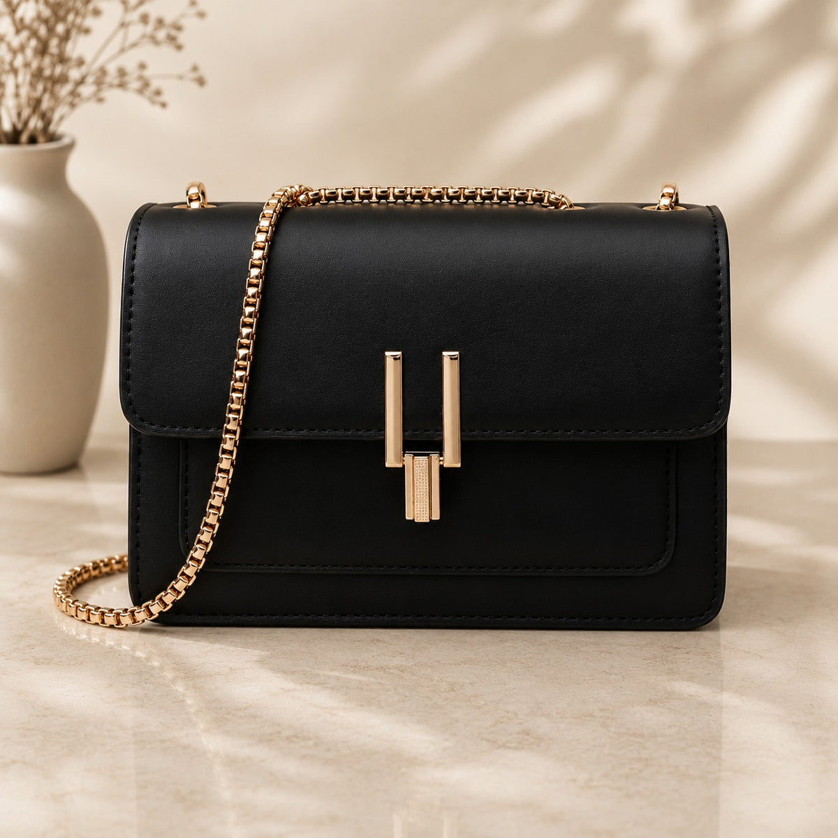 Color Block Crossbody Bag for Women – Stylish Faux Leather Shoulder Purse with Turn Lock Closure