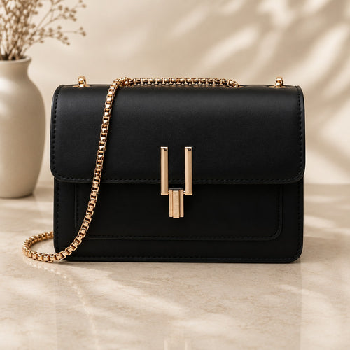 Color Block Crossbody Bag for Women – Stylish Faux Leather Shoulder Purse with Turn Lock Closure