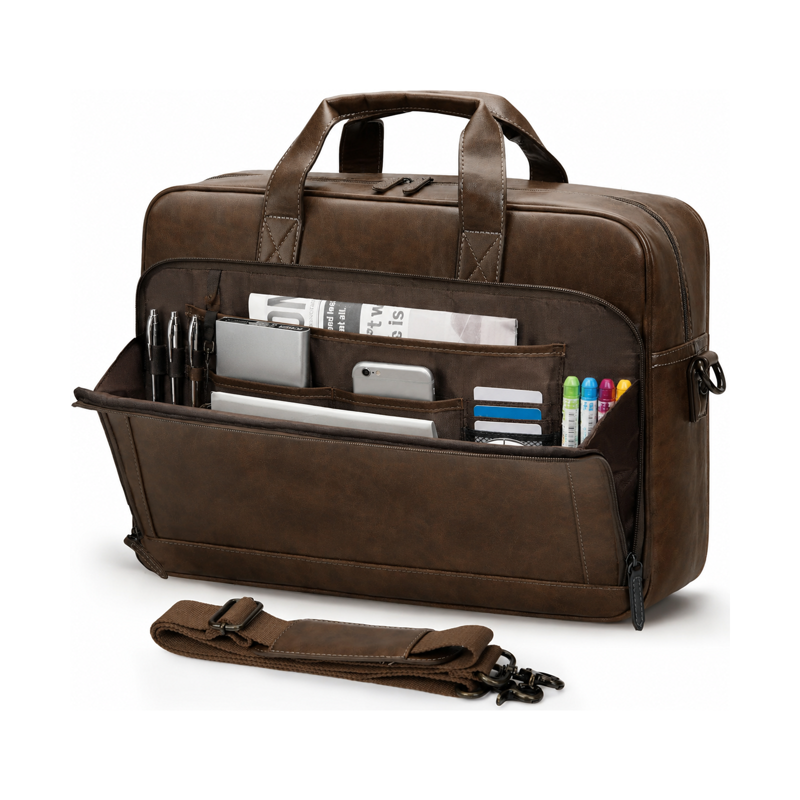 Lunavera Portafolio para Laptop de 16 Pulgadas Tipo Piel Impermeable, Marrón