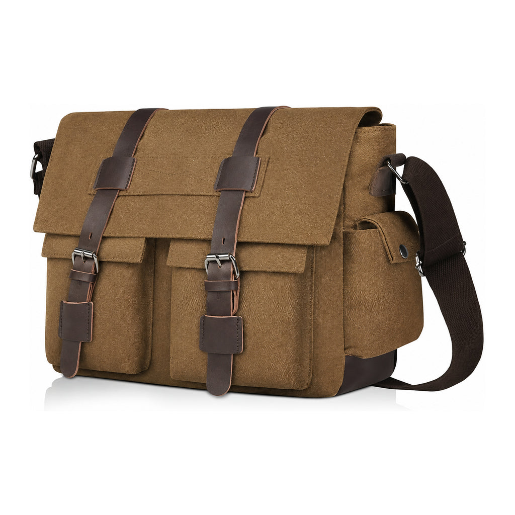 Maletín Portafolio 15.6" Impermeable – Bolso Vintage de Lona con Multicompartimentos y Gran Capacidad, Ideal para Trabajo, Viajes y Uso Diario