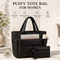 Lunavera Puffy Tote Bag for Women – Lightweight Quilted Shoulder Bag with Large Capacity, Water-Resistant Design & Matching Pouch