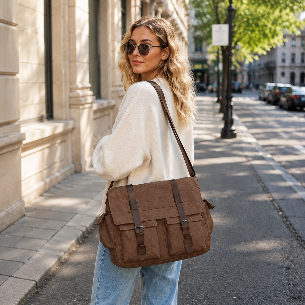 Maletín Portafolio 15.6" Impermeable – Bolso Vintage de Lona con Multicompartimentos y Gran Capacidad, Ideal para Trabajo, Viajes y Uso Diario