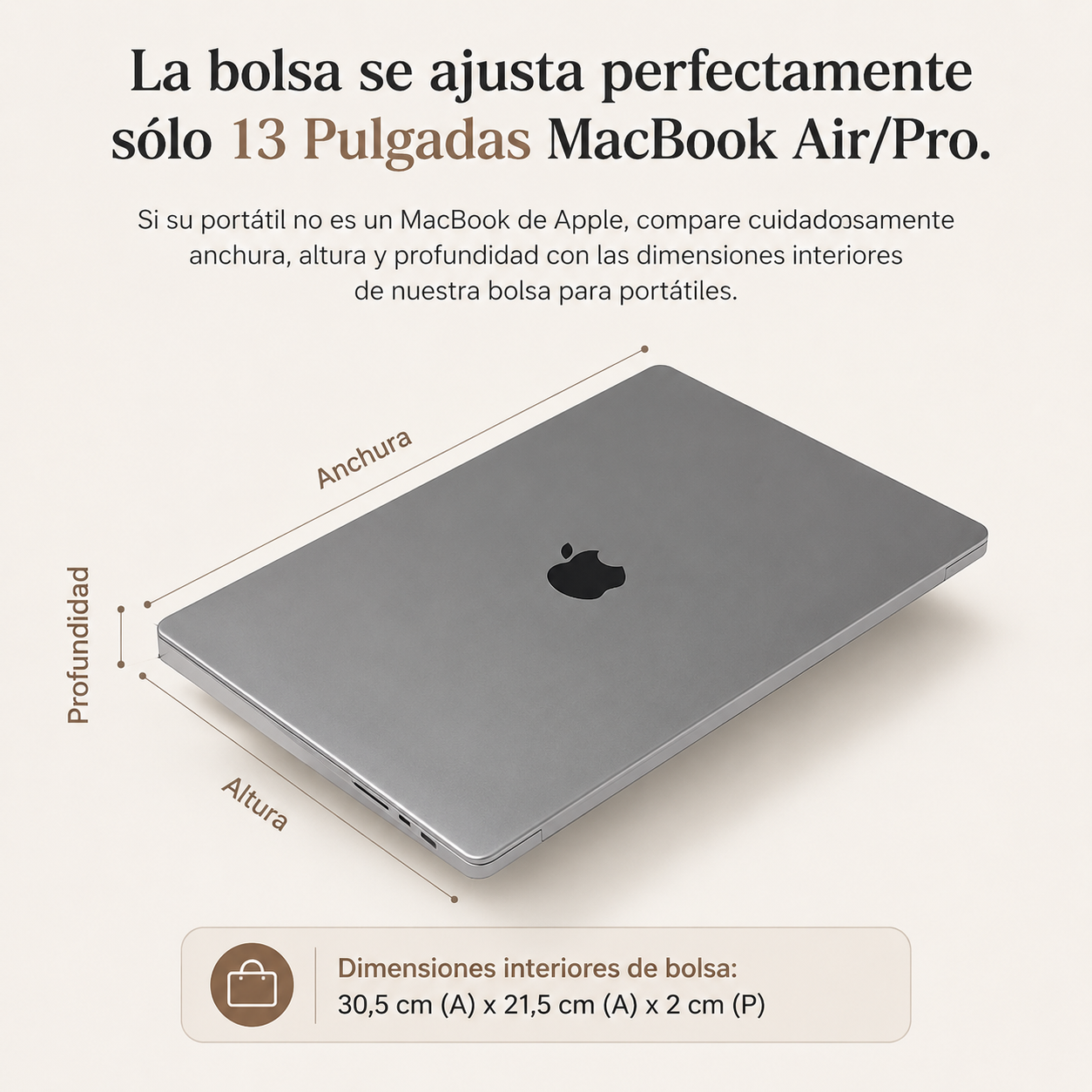 Bolsa para Laptop 13-15.6” Impermeable con Protección 360° – Diseño Delgado y Elegante para Trabajo y Viajes
