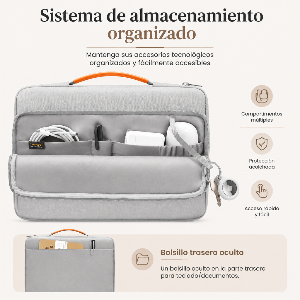 Bolsa para Laptop 13-15.6” Impermeable con Protección 360° – Diseño Delgado y Elegante para Trabajo y Viajes