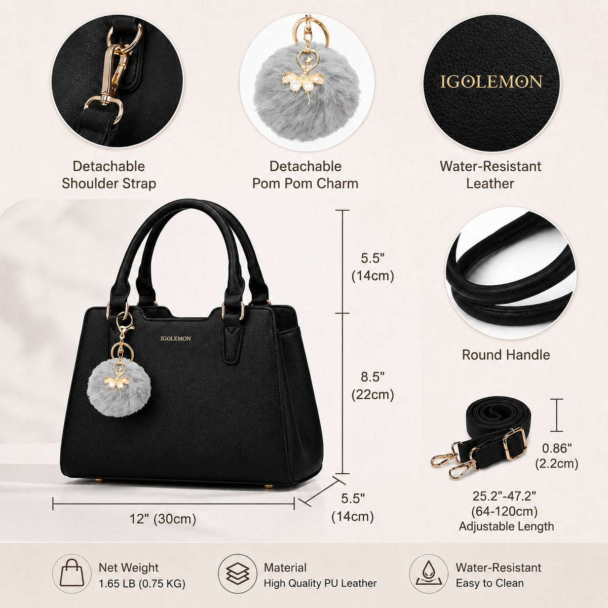 Women’s Elegant Satchel Handbag – Spacious Multi-Pocket Shoulder & Crossbody Bag