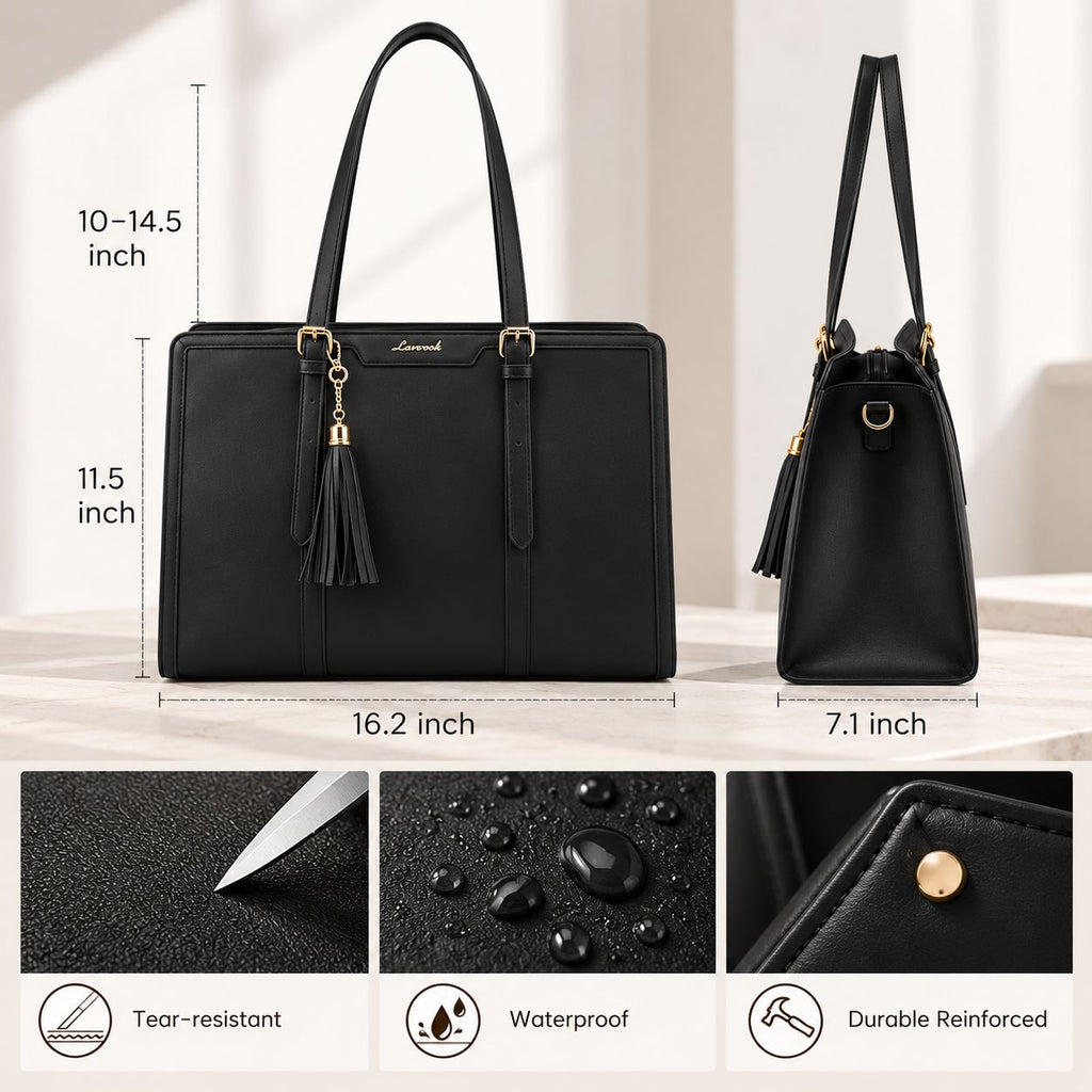 Women’s 15.6" Laptop Tote Bag – Lightweight Canvas Work Bag with Clutch Purse