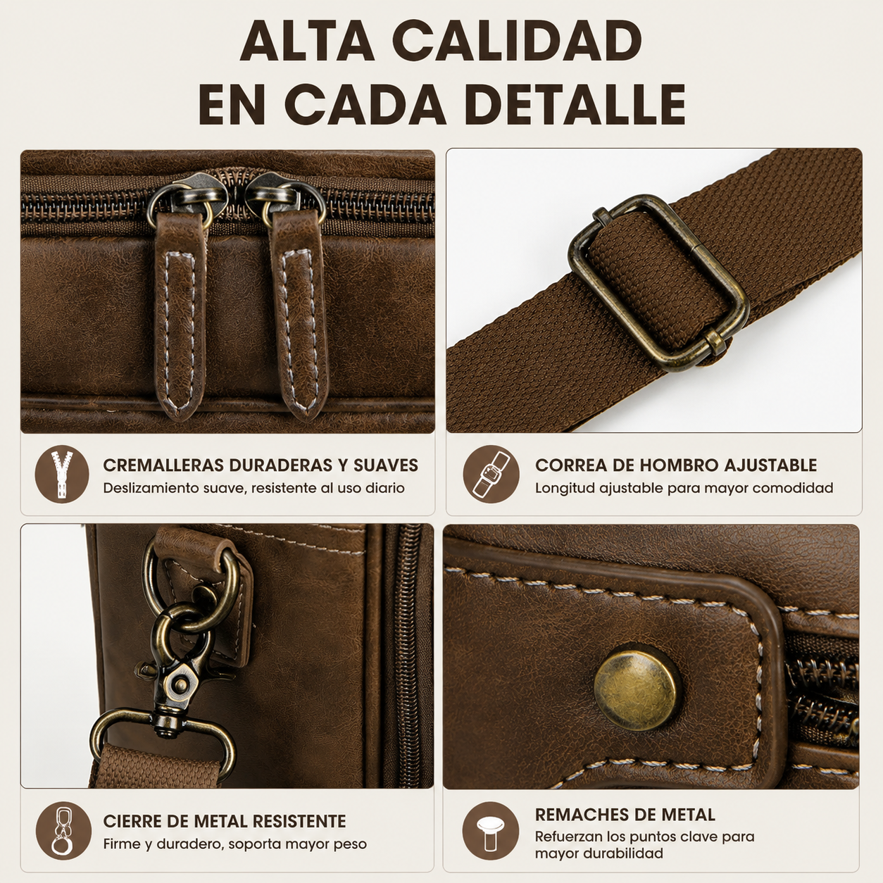 Lunavera Portafolio para Laptop de 16 Pulgadas Tipo Piel Impermeable, Marrón
