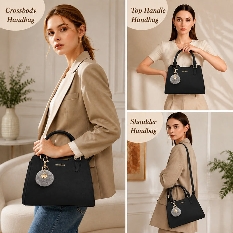 Women’s Elegant Satchel Handbag – Spacious Multi-Pocket Shoulder & Crossbody Bag