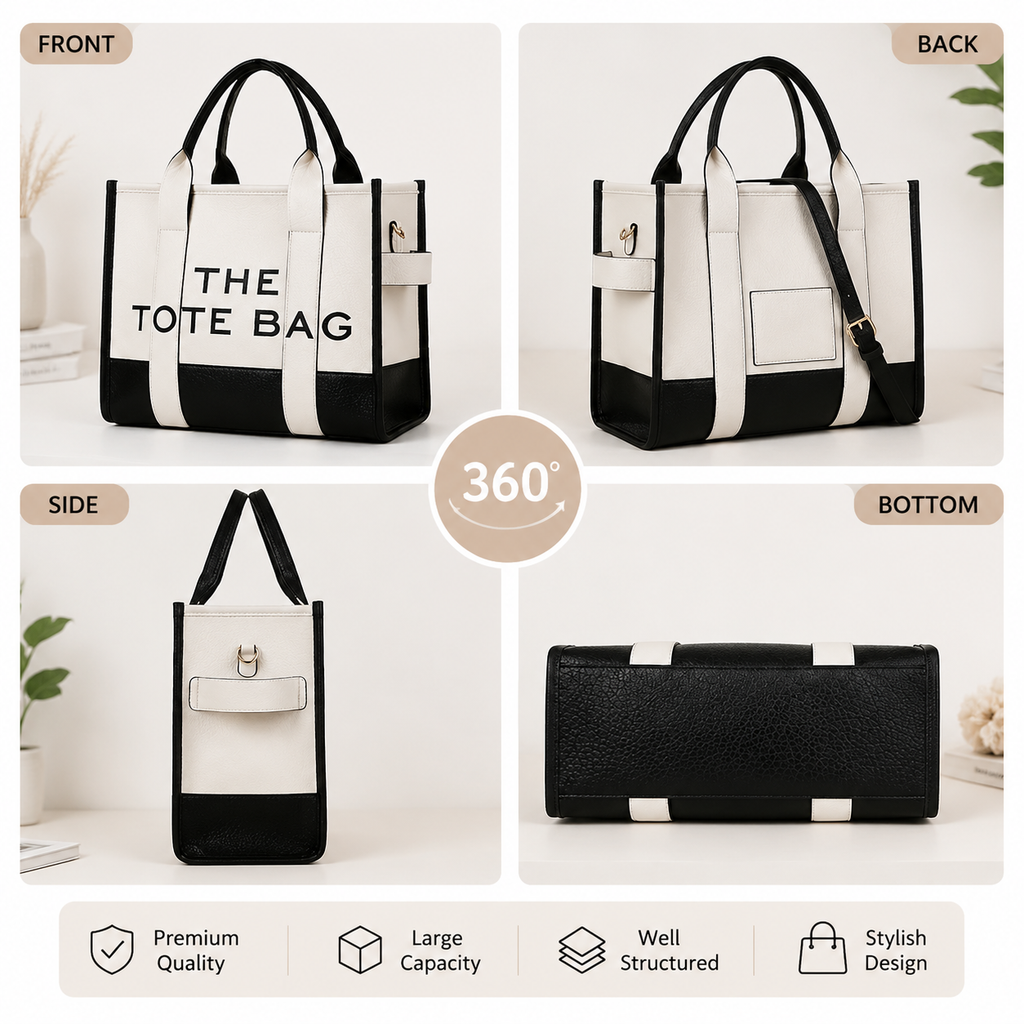 Lunaver Women's Tote Bag – Premium PU Leather Shoulder Handbag