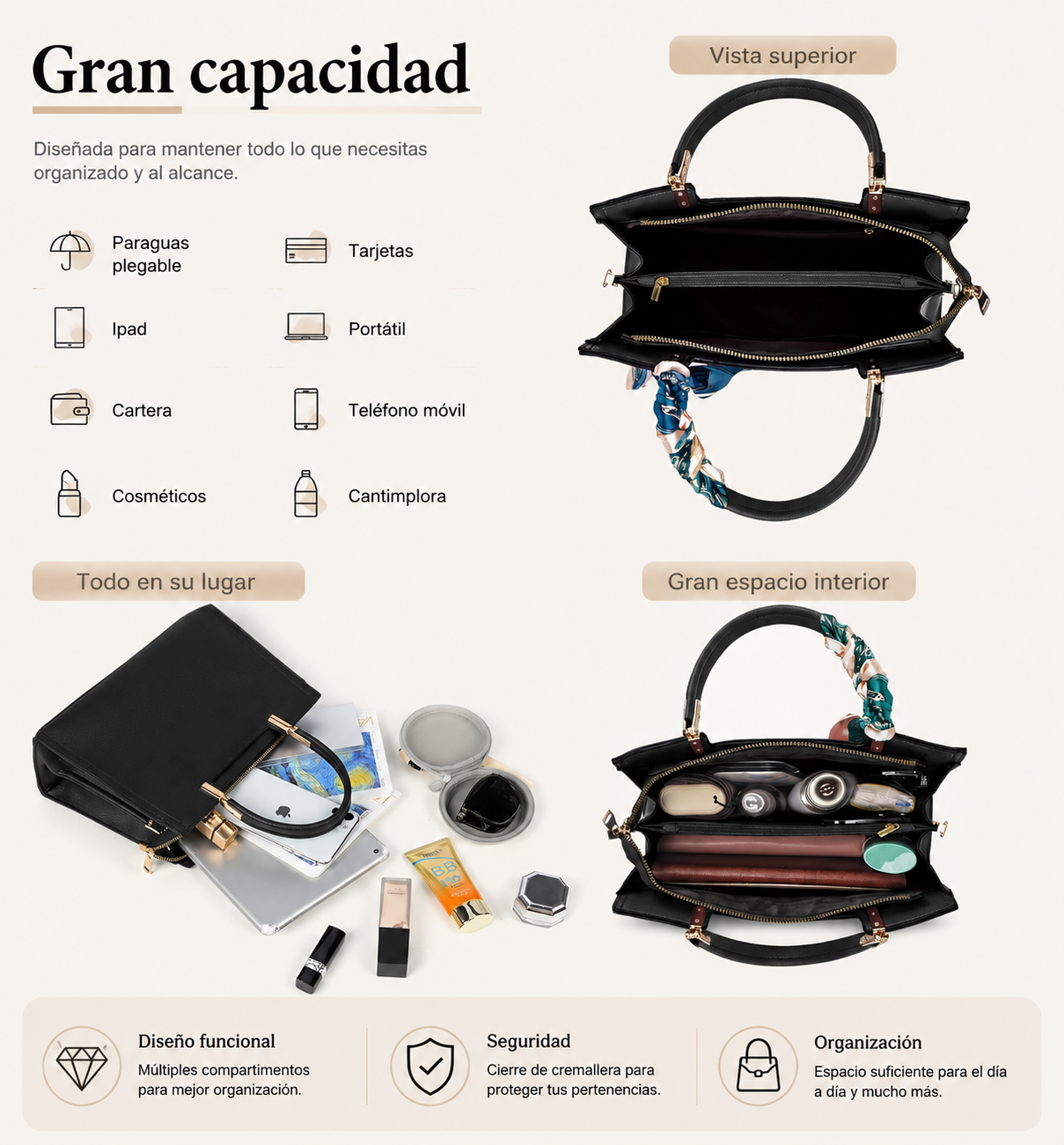 Bolso Tote Elegante para Mujer – Diseño Moderno de Gran Capacidad con Estilo Premium