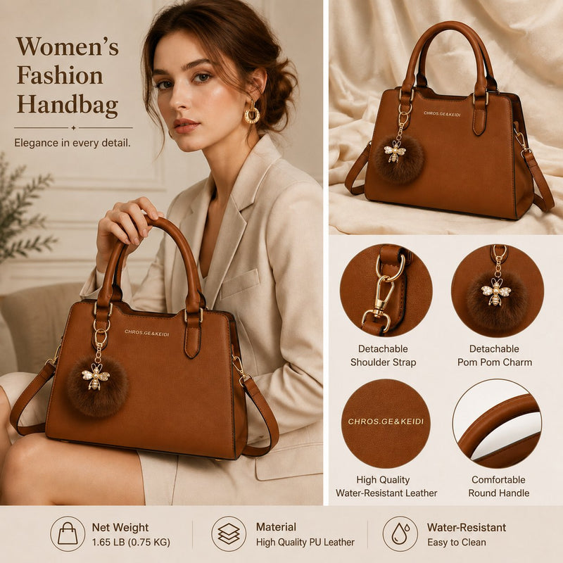 Women’s Elegant Satchel Handbag – Spacious Multi-Pocket Shoulder & Crossbody Bag